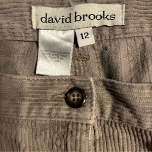 VTG David Brooks Tan Corduroy Pant Womens 12 High Rise 31x27 Working Girl Preppy